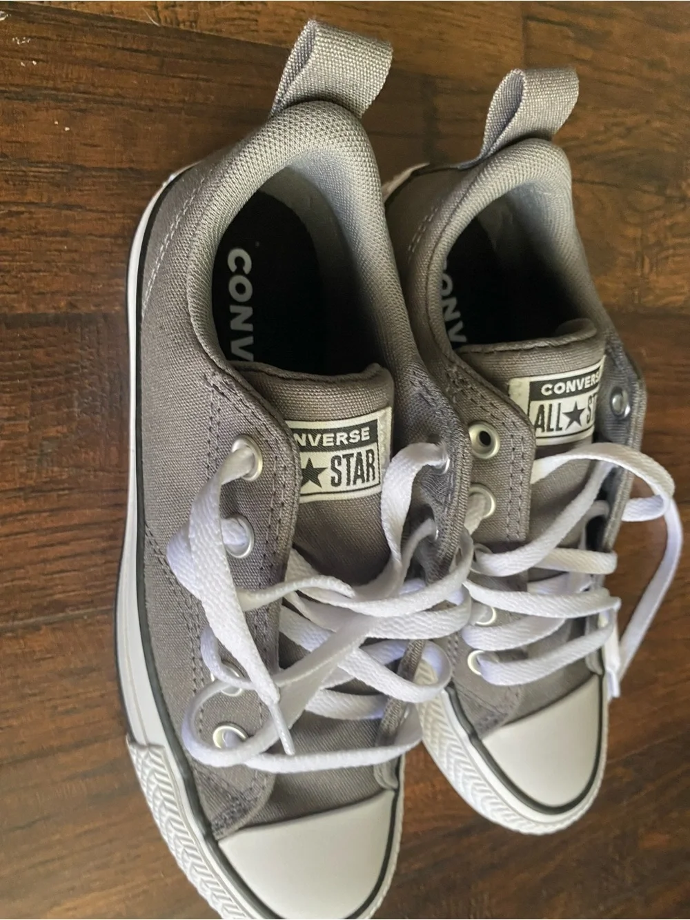 Converse Kids Gray Canvas Low-Top Sneakers with White Laces